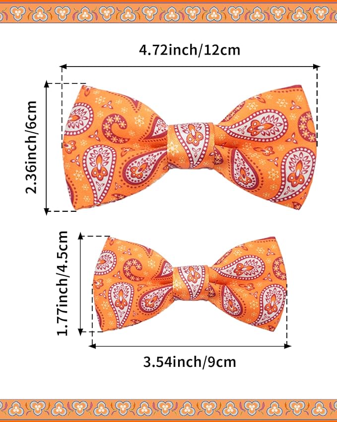 PET SHOW 10 Pack Paisley Big Dog Bow Ties for Large Medium Dogs Sliding Collar Attachments Floral Bowties Classy Bowknots Party Holiday Pet Grooming Accessories(Large)