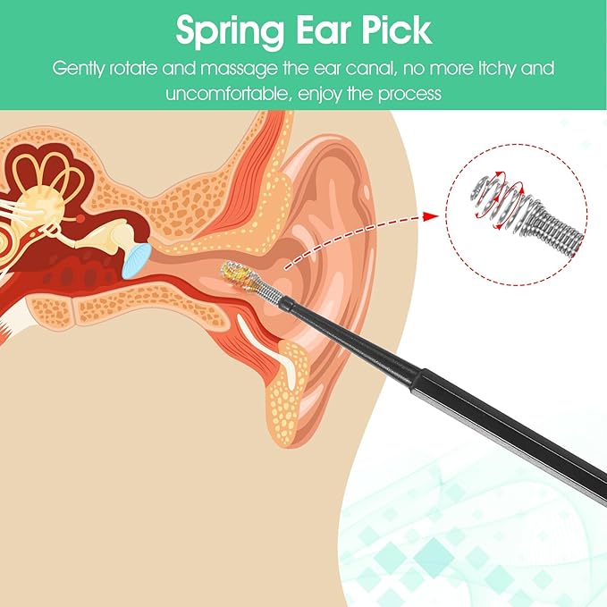8 Pcs Earwax Cleaners,Silicone Ear Wax Removal Tool,Spiral Ear Cleaning Kit Reusable Soft Silicone Ears Cleaner Safe Ears Scratcher Scoop Tool Earwax Removal Tools for Olders Adult Kids