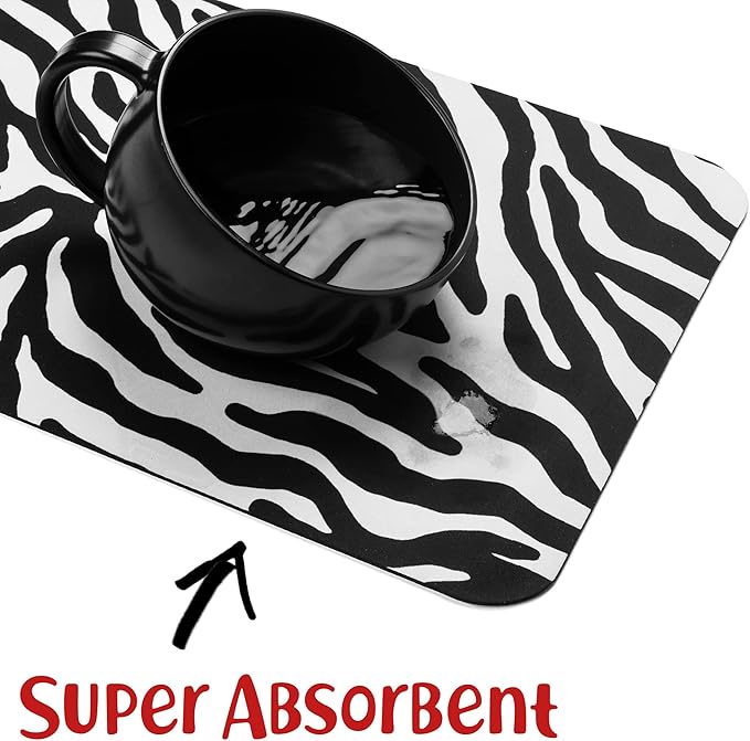 DogBuddy Dog Food Mat - Waterproof Dog Mat for Food and Water, Ultra Absorbent Bowl Placemat for Dogs, Nonslip Pet Feeding Mats, Machine Washable Dogs Mats for Floors (Small, Zebra)