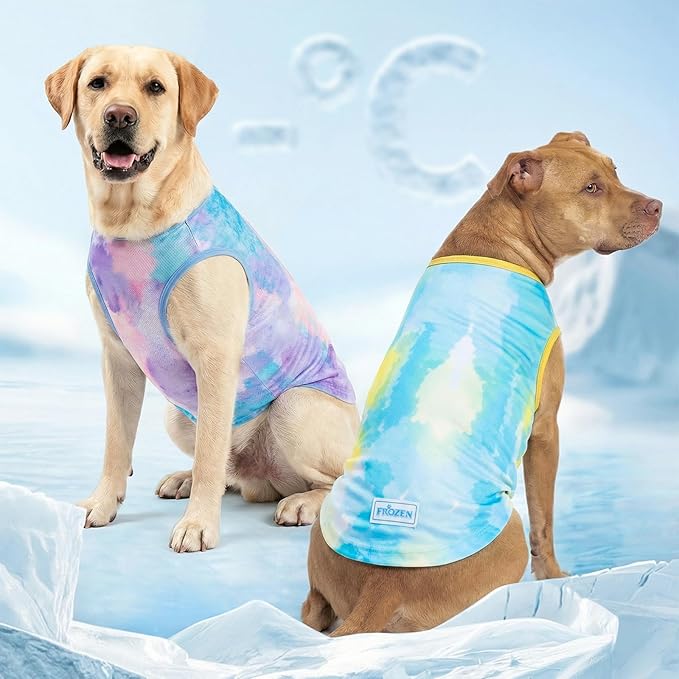 KYEESE 2Pack Dog Cooling Shirt, Breathable Dog Shirt for Medium Large Dogs, Sun Protection Dogs Cooling Vest Tank Top, Lightweight Soft Sleeveless Summer Pet Clothes, Purple+Blue, 2XL