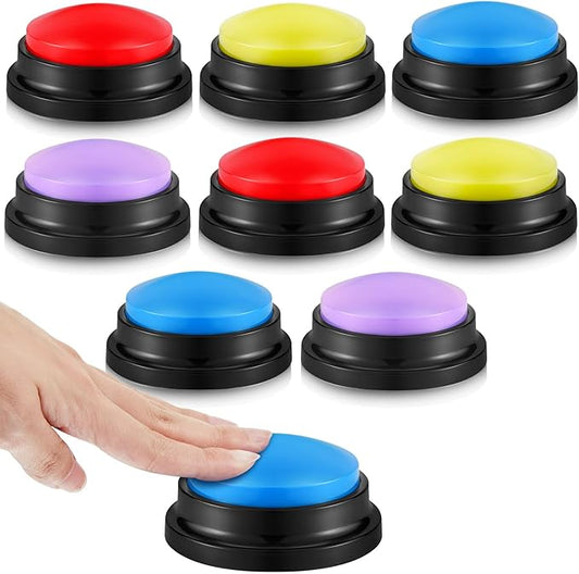 Honoson 8 Pieces Recordable Answer Buzzers Button for Trivia Games Show Buzzers Recording Buttons Gifts for Classroom Team(Bright Color)