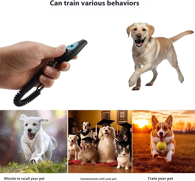 URBEST Dog Training Clickers and Whistle in One, Pet Training Clicker for Dog Cats Puppy Birds Horses (4)