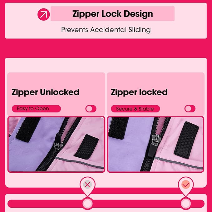 Lelepet Large Dog Raincoat, Rain Jacket Dog with Harness, Waterproof Reflective Coat with Adjustable Detachable Hood, Elastic Waist Zipper Hook and Loop Pet Raincoats, Pink, L