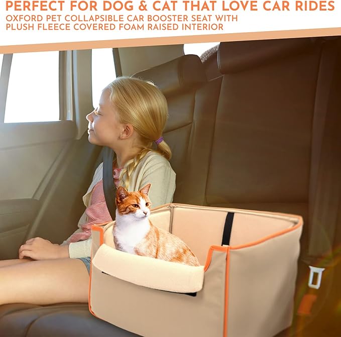 CO-PILOT Dog Car Seat, Foldable Dog Booster Seat for Small Dogs, Dog Car Harness