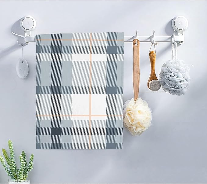 2 PCS Blue and White Buffalo Plaid Stripes Hand Towels Soft Microfiber Blue Checkered Hand Towel for Bathroom Kitchen Yoga Gym Decorative Towels 13.8"X29.1"