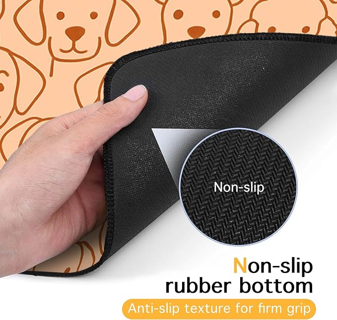 HOMETITUTE Adorable Cute Dog Faces Pattern Pets Food Mat Spill-Proof Pets Feeding Mats Cats Food and Water Bowl Pet Easy Clean Fast Dry Pet Mats for Foods and Water Mat for Cat Dogs 20" x 12"