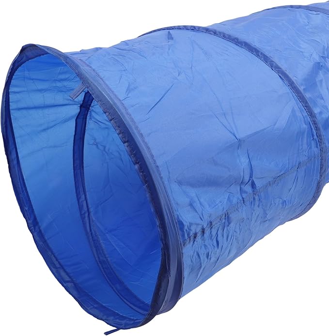 Foldable Dog Agility Tunnel for Training & Play, Sturdy Oxford Fabric, Portable with Carry Bag, 50x300cm Blue Pet Exercise Tunnel