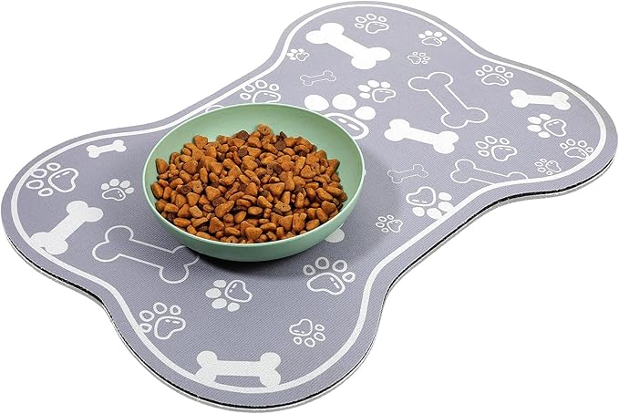 Dog Cat Food Mat Rapid Absorbent Dog Bone Shaped Placemat Water Bowl Mat No Stains Quick Dry Water Dispenser Mats Pet Accessories Supplies (15.7 × 11.8 inches/40 × 30 cm)