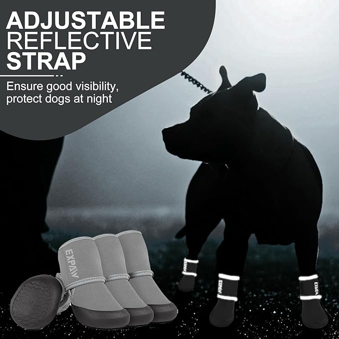 EXPAWLORER Waterproof Dog Shoes for Small Medium Large Dogs,Summer Dog Shoes for Hot Pavement, Hiking Walking, Reflective Dog Booties for Outdoor Snow Rain Days, Anti-Slip Dog Boots & Paw Protectors
