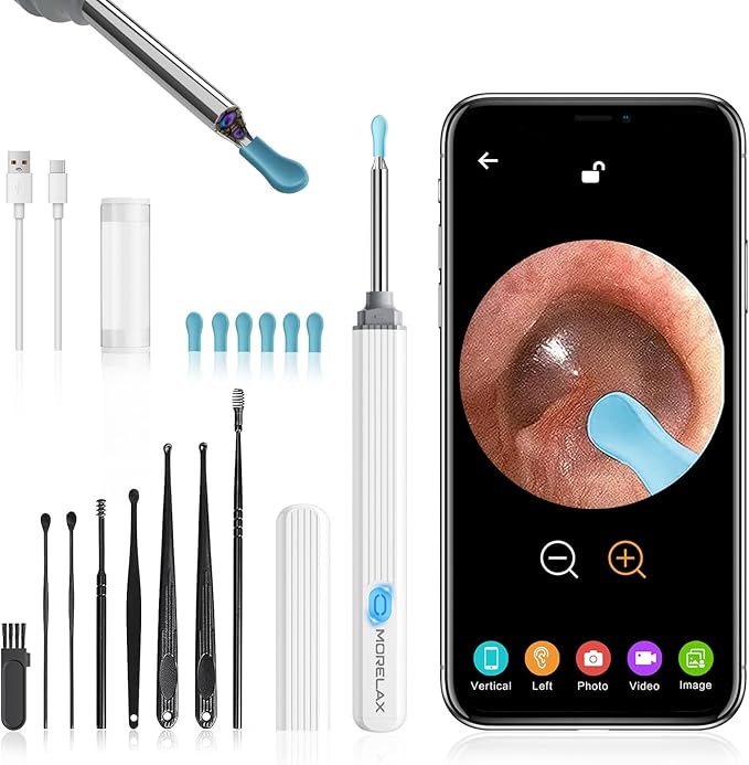 Ear Wax Removal - Earwax Remover Tool with 8 Pcs Ear Set - Ear Canal Cleaner with 1080P Camera - Ear Cleaning Kit with 6 Ear Scoops - Ear Wax Cleaner with Camera-Otoscope Ear Pick for iOS & Android