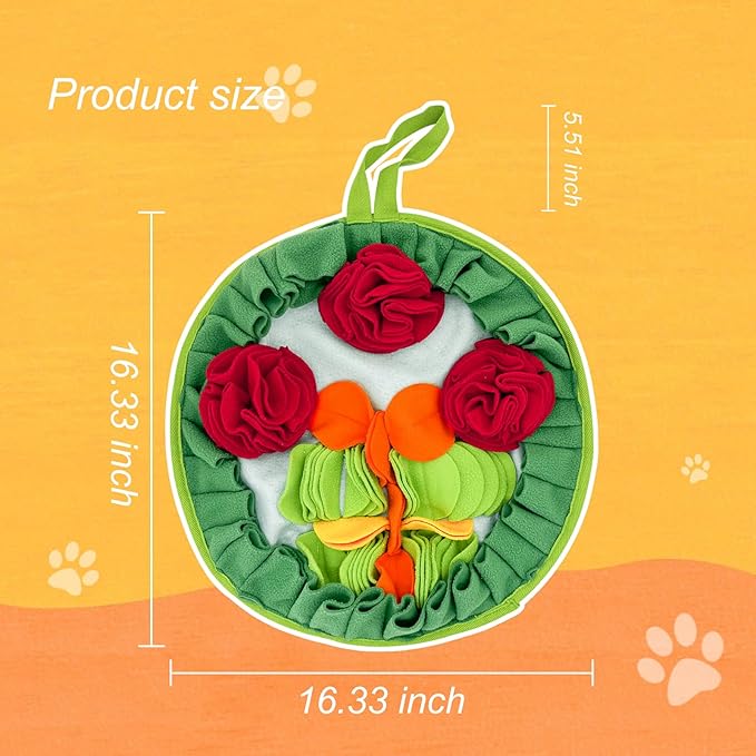 Slip-Free Dog Snuffle Mat, Dog Feeding Mat Slow Feeder with Hanging Ropeand Relieve Stress, Snuffle Mat for Dogs Rabbits Hamsters to Improve Digestion (Three Flowers)