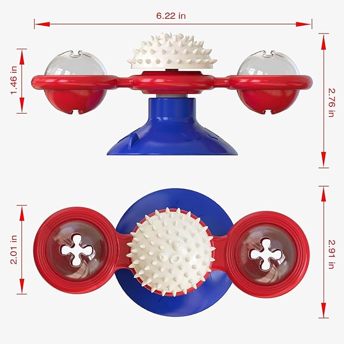 GBSYU Interactive Windmill Cat Toys with LED Light Ball Suction Cup Catnip Toy for Indoor Cat Exercise