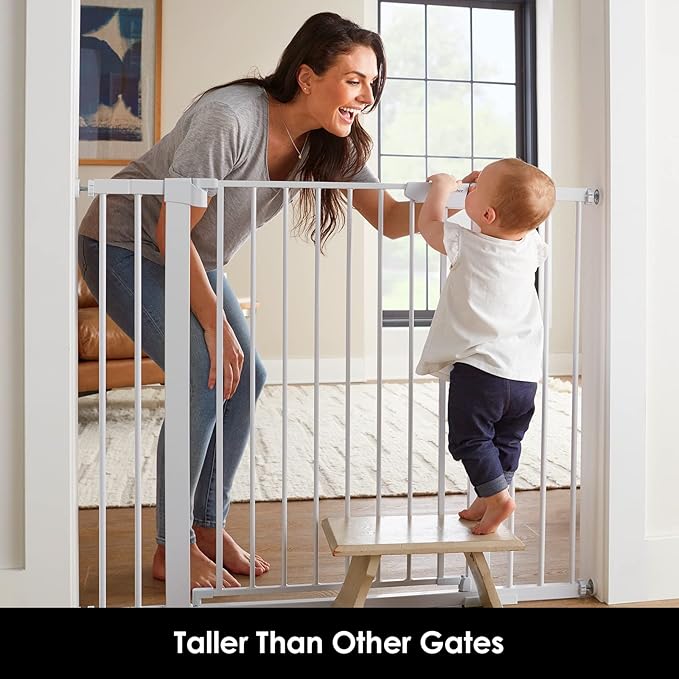Cumbor 36" Extra Tall Baby Gate for Dogs and Kids with Wide 2-Way Door, 30"- 46" Width, and Auto Close Personal Safety for Babies and Pets, Fits Doorways, Stairs, and Entryways, White