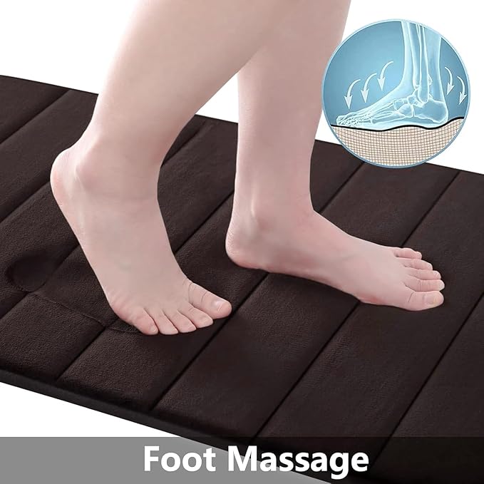 Buganda Memory Foam Bath Mat, 40" x 32", Ultra Soft and Non-Slip Bathroom Rugs, Water Absorbent and Machine Washable Bath Rug Runner for Bathroom, Shower, and Tub, Brown
