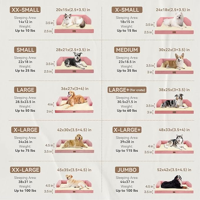 Small Dog Bed Waterproof Orthopedic Dog Beds for Medium Sized Dogs Comfy Pet Cat Bed with Sides, Washable Removable Cover