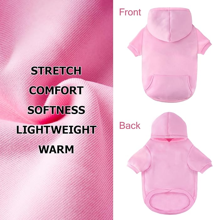 Dog Basic Hoodie Soft Dog Clothes Cold Weather Sweaters for Medium Large Dogs Cozy Fabric Warm Sweatshirt with Leash Hole for Boys (Pink, Large (20-35 lbs))