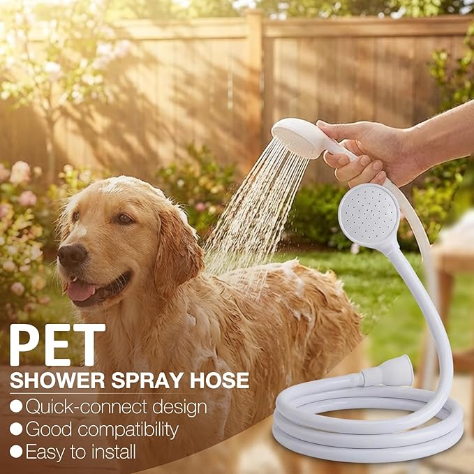 Dog Shower Head, Shower Head for Dogs Pets Shower Attachment Quick Connect on Tub Spout Front Diverter for Pets Showering, Rinsing Hair, Cleaning Tub and Floor