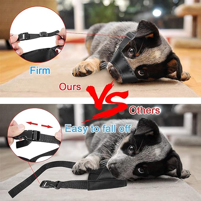 5Pcs/Set Adjustable Breathable Safety Small Medium Large Extra Dog Muzzles for Anti-Biting Anti-Barking Anti-Chewing Safety Protection(Black)