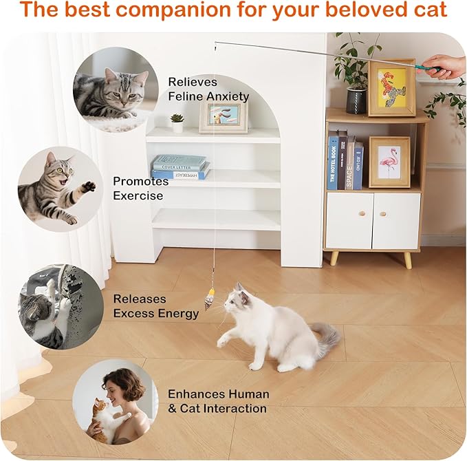 FlutterFlick Refill Pack – Phasianus, Gallus, Butterfly & Chloris Sinica Attachments for Interactive Cat Wand Toys