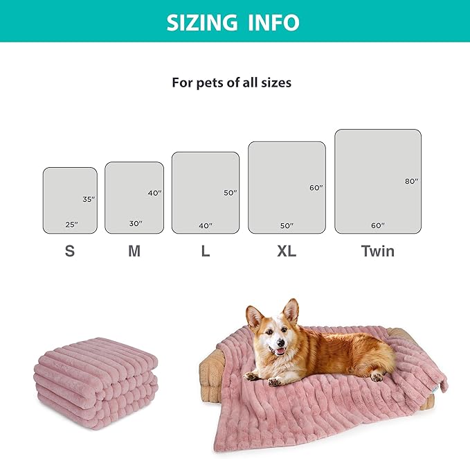 Waterproof Pet Blanket for Large Dogs & Cats - Reversible Calming Plush, Washable Furniture Cover for Couch, Bed, Car Seat, Blocks Leaks, Stains & Pet Fur (Pink, 30"x40")