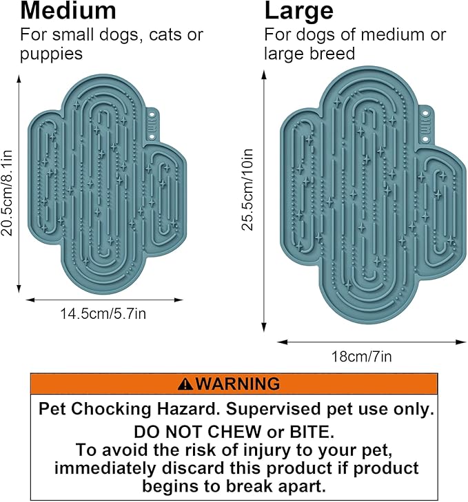 OHMO-Cactus Lick Mat for Dogs and Cats(2 Pack) Easy to Clean Pet Slow Feeder with Suction Cups, Licking Pad for Anxiety Relief and Boredom Reduction