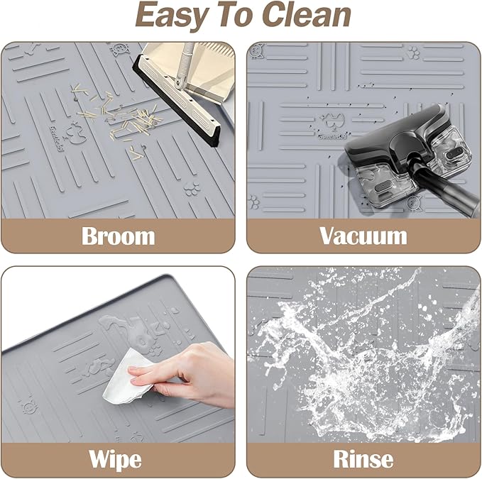 Large Silicone Cat Litter Mat, 34.3" X 24.8" Litter Trapping Mat, Soft and Waterproof Cat Litter Box Mats for Floor-Dark Grey