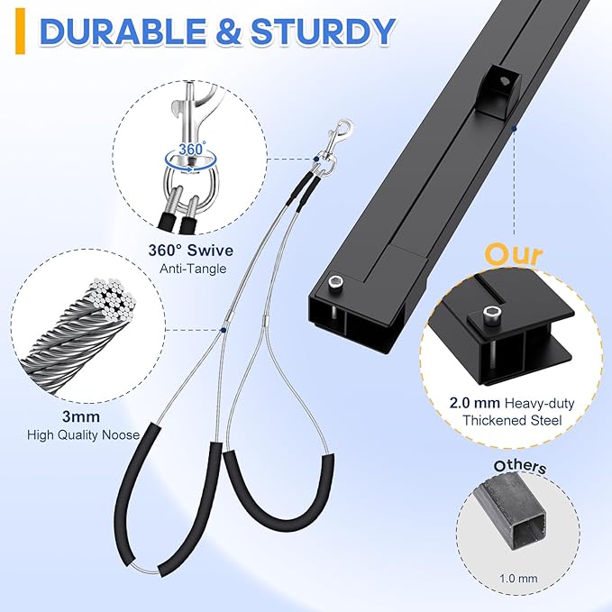 Dog Grooming Arm with Hair Dryer Stand, Adjustable 37'' Dog Grooming Table Arm with Clamp & Dogs Restraints for Grooming Small Medium Dogs Cats, Foldable Pet Grooming Stand at Home