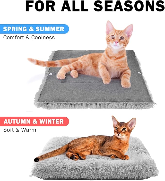 SCENEREAL Self Warming Cat Bed Self Heating Cat Dog Mat, 2 in 1 Soft Plush Washable Pet Pad for Indoor Outdoor, 28" x 24"