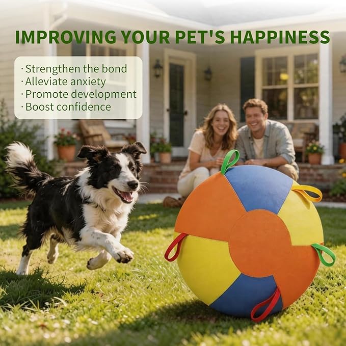 Herding Ball for Dogs,18 Inch Calming Jumbo Ball for Dogs,Durable Tear-Resistant Inflatable Big Ball with Pump,Durable Training Ball for Australian Shepherd, Border Collie, Large Breed