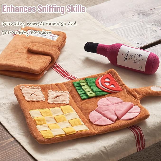 Dog Snuffle Mat Slow Feeding Mats Sniffing Puzzle Toys Interactive Burrow Activity Hide and Seek Enrichment Toys for Foraging Training Dog Gifts for Small Medium Large Dogs (Menu)