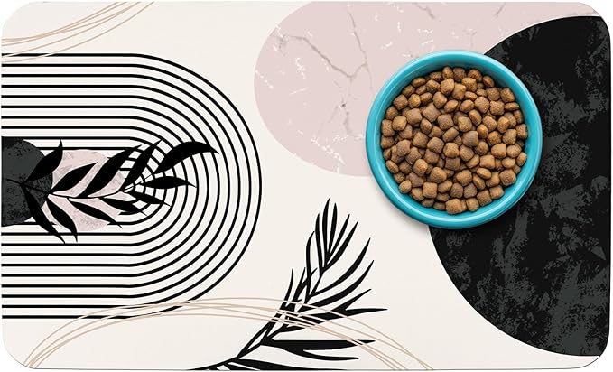 Cat Food Mat for Floors Waterproof Dog Mat for Food and Water Bowl Quick Dry Easy to Clean Nonslip Pet Mats, 12 * 20, Simple
