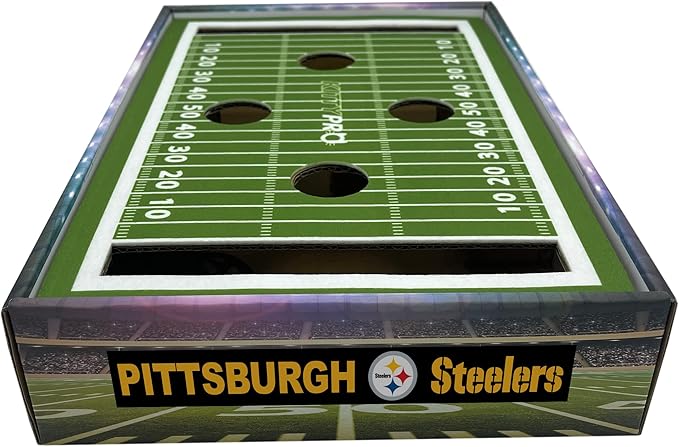 Pittsburgh Steelers NFL Cat Scratcher & Game Day Toy - Felt Football Field with 2 Jingle Bell Balls