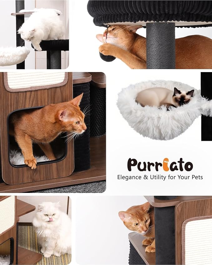 63" Modern Cat Tree Tower for Indoor Cats, Heavy Duty Cat Trees for Large Cat, Adult Maine Coon Cat Tree Tower with Scratching Post, Extra Large Top Perch, Cat Condos