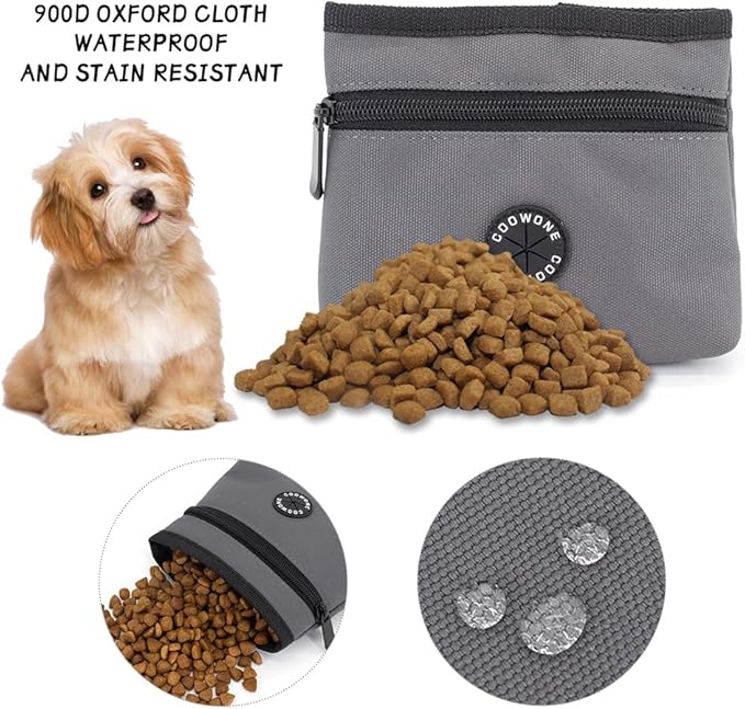 Dog Treat Pouch with Pet Training Clicker, Detachable Dog Puppy Training Treat Bag, 900D Oxford Cloth Magnetic Closure Small Dog Poop Bag Holder for Travel or Outdoor Use