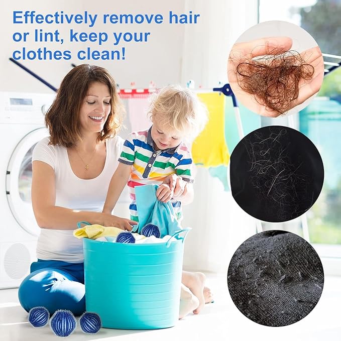 Pet Hair Remover for Laundry, 24Pcs Reusable Lint Remover Balls for Dog Cat Fur, Effectively Removes Pet Hair from Bedding and Clothes