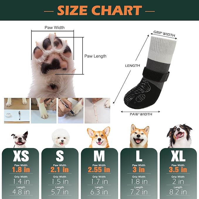 EXPAWLORER Anti Slip Dog Socks to Prevent Licking Paws, Dog Shoes for Hot Pavement Walk, Dog Booties for Hardwood Floors, Dog Boots & Paw Protectors with Grippers for Small Medium Large Senior Dogs M