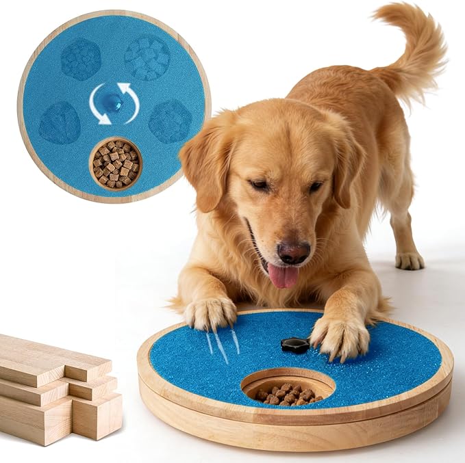 Zenflux Dog Nail Scratch Board with Treat Box, Dog Scratch Pad for Nails, Adjustable Interactive Dog Nail File Toy for Stress-Free Grooming, Treat Puzzle Scratch Board for Dogs, Blue