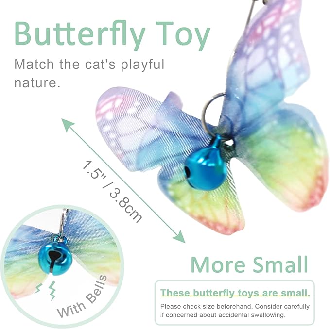 SONGWAY Cat Toy Wand Replacement - 10 Pieces Insect Butterfly Cat Toys, Cat Feather Toy Refills, Cat Teaser Wand Attachments, Interactive Cat Toys for Indoor Cats