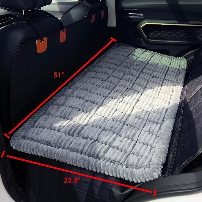 Dog Bed for Car Back Seat Non-Slip, Backseat Dog Bed Mat for Backseat Extenders, Pet Car Blanket Seat Cover for SUVs Trucks Sedans, Soft Machine Washable Travel Dog Bed (51" x 23.5")