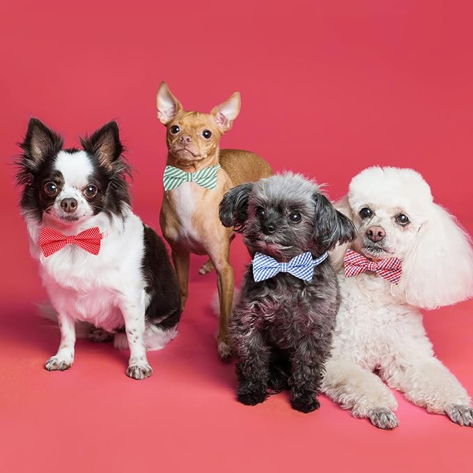 Segarty Dog Bow Tie, 6 PCS Bowties Dog Collar Grooming Bows Bulk Holiday Cat Collar for Pet Puppy Photography Festival Party Neck Wear Gift, Cute and Plaid Patterned