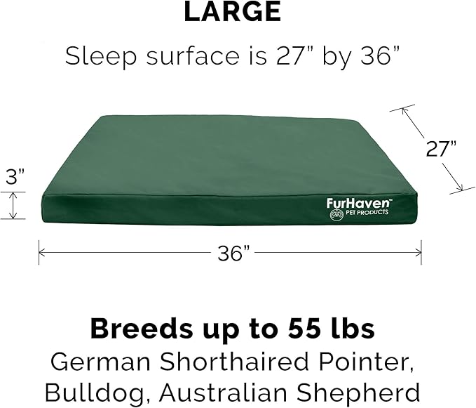 Furhaven Replacement Dog Bed Cover Water-Resistant Indoor/Outdoor Logo Print Oxford Polycanvas Mattress, Washable - Forest, Large