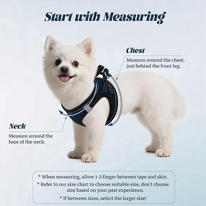 YIMEIS Dog Harness and Leash Set, No Pull Soft Mesh Pet Harness, Reflective Adjustable Puppy Vest for Small Medium Large Dogs, Cats (Navy & Black, Small (Pack of 1)