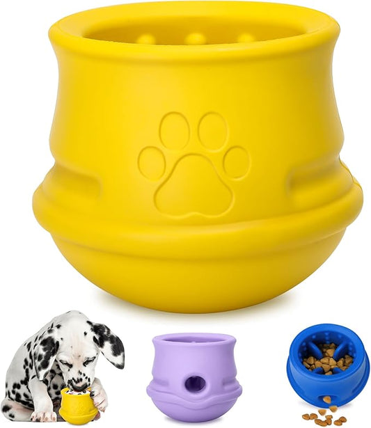 Rubber Dog Enrichment Toys, Stuffable Interactive Dog Toys to Keep Them Busy - Puzzle Slow Feeder & Anxiety Relief & Long-Lasting - Frozen Dog Licking Toy, Dishwasher Safe, Lemon, M