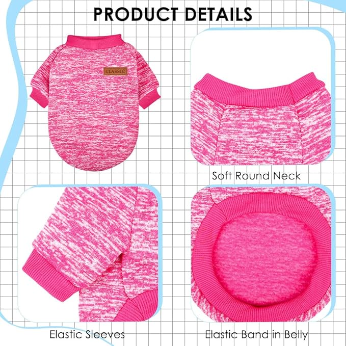3 Pack Dog Sweaters for Small Dogs Girl Boy Winter Fleece Clothes Warm Soft Dog Sweatshirt Outfit for Dogs Cats Pet Apparel