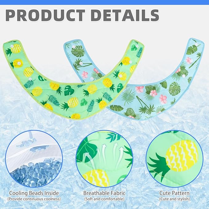 KOOLTAIL Dog Cooling Bandana, 2 Pack Cute Instant Cooling Vest Pet Ice Scarf Adjustable, Summer Outdoor Ice Neck Cooler Towel Neck Wraps, Pet Chill Out Scarf Cooler Prevent Sunstroke in Hot Summer