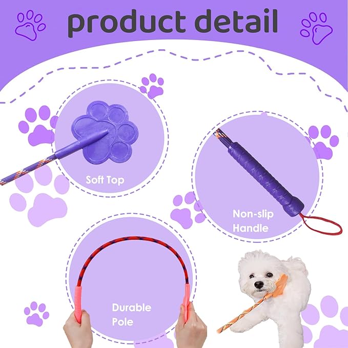 3 Pcs Dog Training Stick Pole, 16.73 Inch Puppy Training Tools Whip with Anti-Slip Handle, Outdoor and Indoor Exercise Interactive Dog Pole for Small Medium Dogs