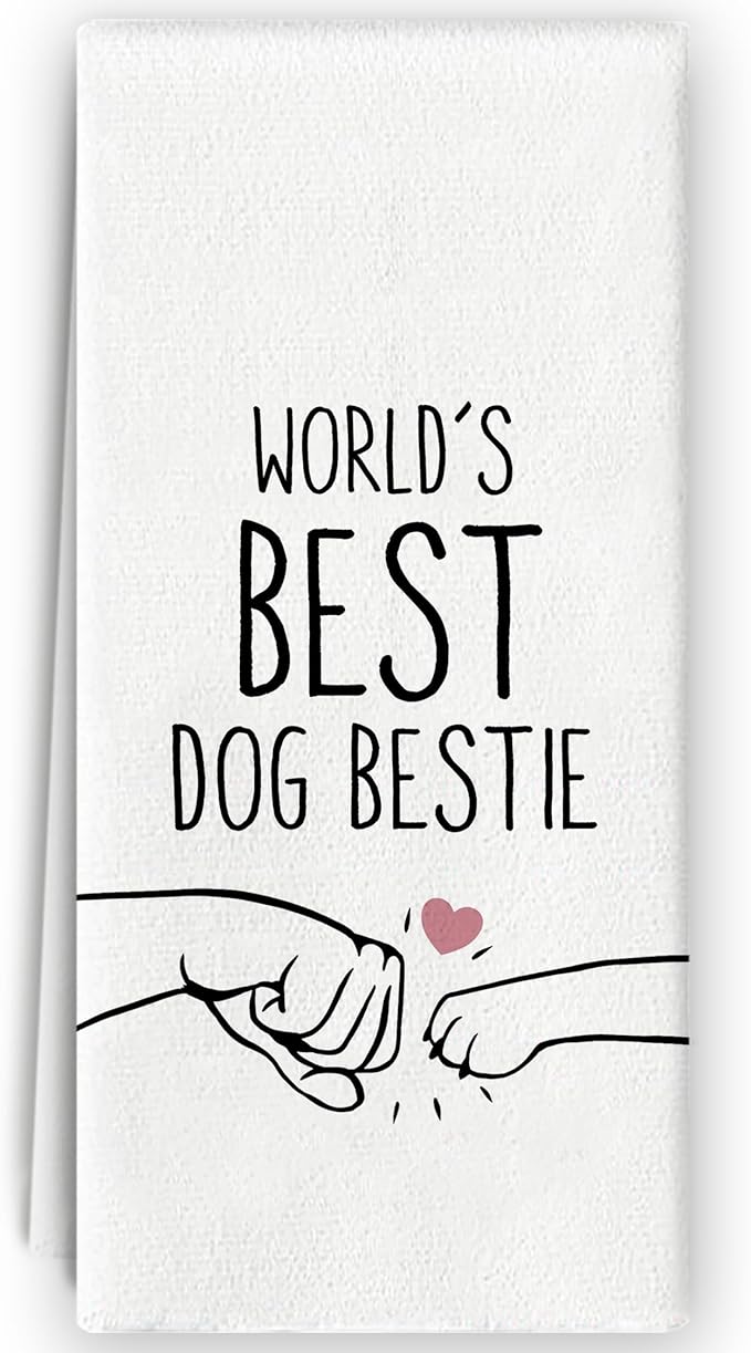 Dog Bestie Kitchen Towels - Dog Lovers Gifts Kitchen Decor, World's Best Bestie Decorative Hand Towels Dish Towels for Bathroom Kitchen 16x24 Inch