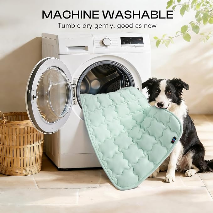 Luciphia Premium Dog Cooling Mat Non-Slip Q-MAX>0.5 Self-Cooling Pad for Large Pet Indoor Portable Kennel Puppy Bed for Couch Summer Crate Pad for Dog Washable Green 40x60 inches
