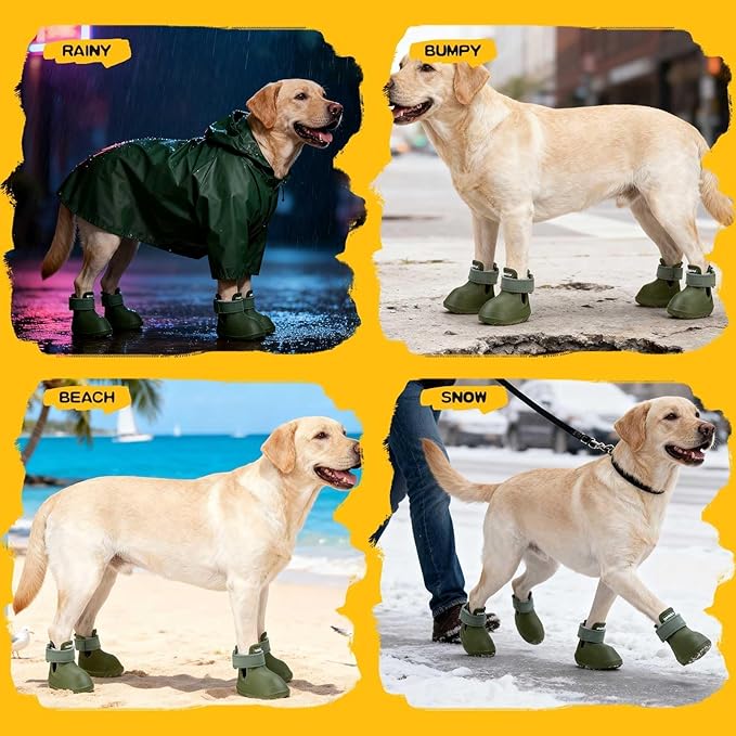 EXPAWLORER Dog Shoes for Hot Pavement Small Medium Large Dogs, Waterproof Non-Slip Dog Summer Booties with Socks, Easy On & Off Pet Boots & Paw Protectors, Easy-Clean for Beach Outdoor Rain (Green XL)