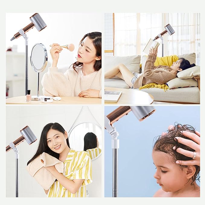 Adjustable Dog Hair Dryer Stand,with Stable Base, Pet Grooming Blow Dryer Holder, ABS and Stainless Steel Construction for Home or Pet Salon
